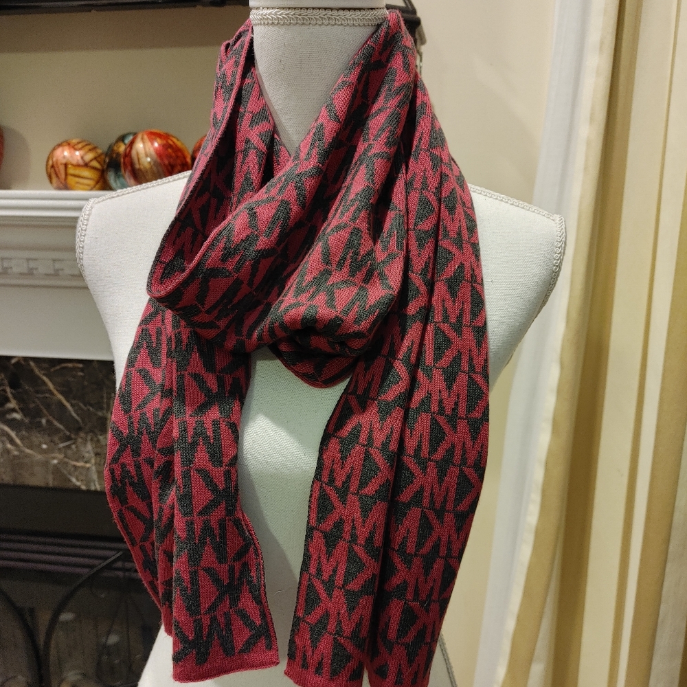 MICHAEL MICHAEL KORS MK LOGO SCRAF, RED/GRAY O/S - Picture 2 of 5
